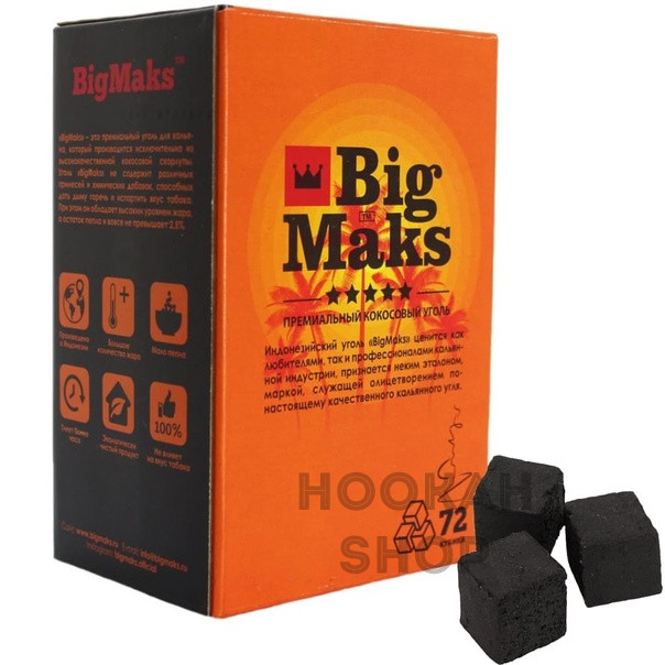 Уголь Big Maks 72 кубика 25мм Уголь Big Maks 72 кубика 25мм